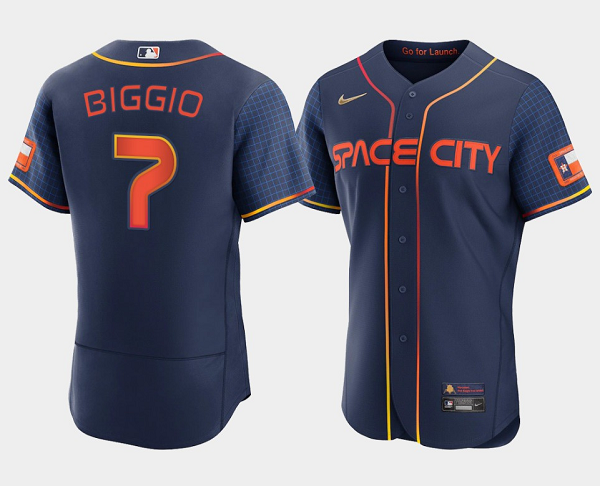 Men's Houston Astros #7 Craig Biggio 2022 Navy City Connect Flex Base Stitched Baseball Jersey Men's Houston Astros #7 Craig Biggio 2022 Navy City Connect Flex Base Stitched Baseball Jersey